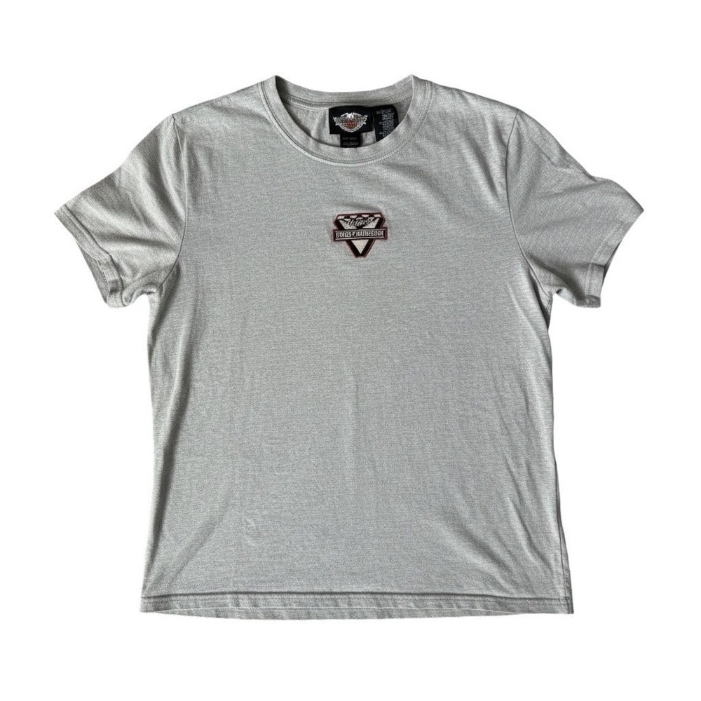 Harley-Davidson Womens Victory Graphic T-Shirt Gray Cotton Blend Large USA Made